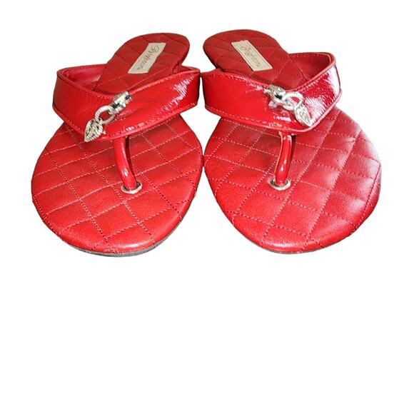 Brighton Shoes - Brighton Sz 6 Silver "Charm" Working Locket Red Quilted Sandals Valentines Day *